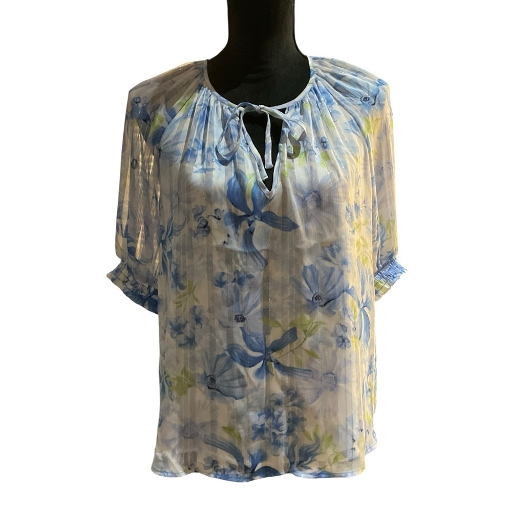 Joie Blue and Green Floral Blouse